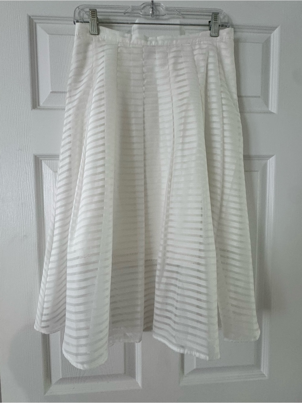 leifsdottir Anthropologie White Striped Midi Skirt